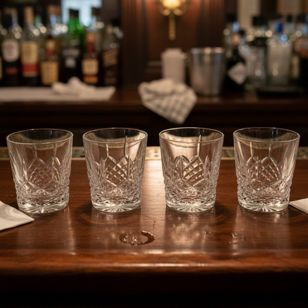 Set of 4 Waterford Crystal Kenmore Old Fashion Whiskey LOWBALL GLASSES